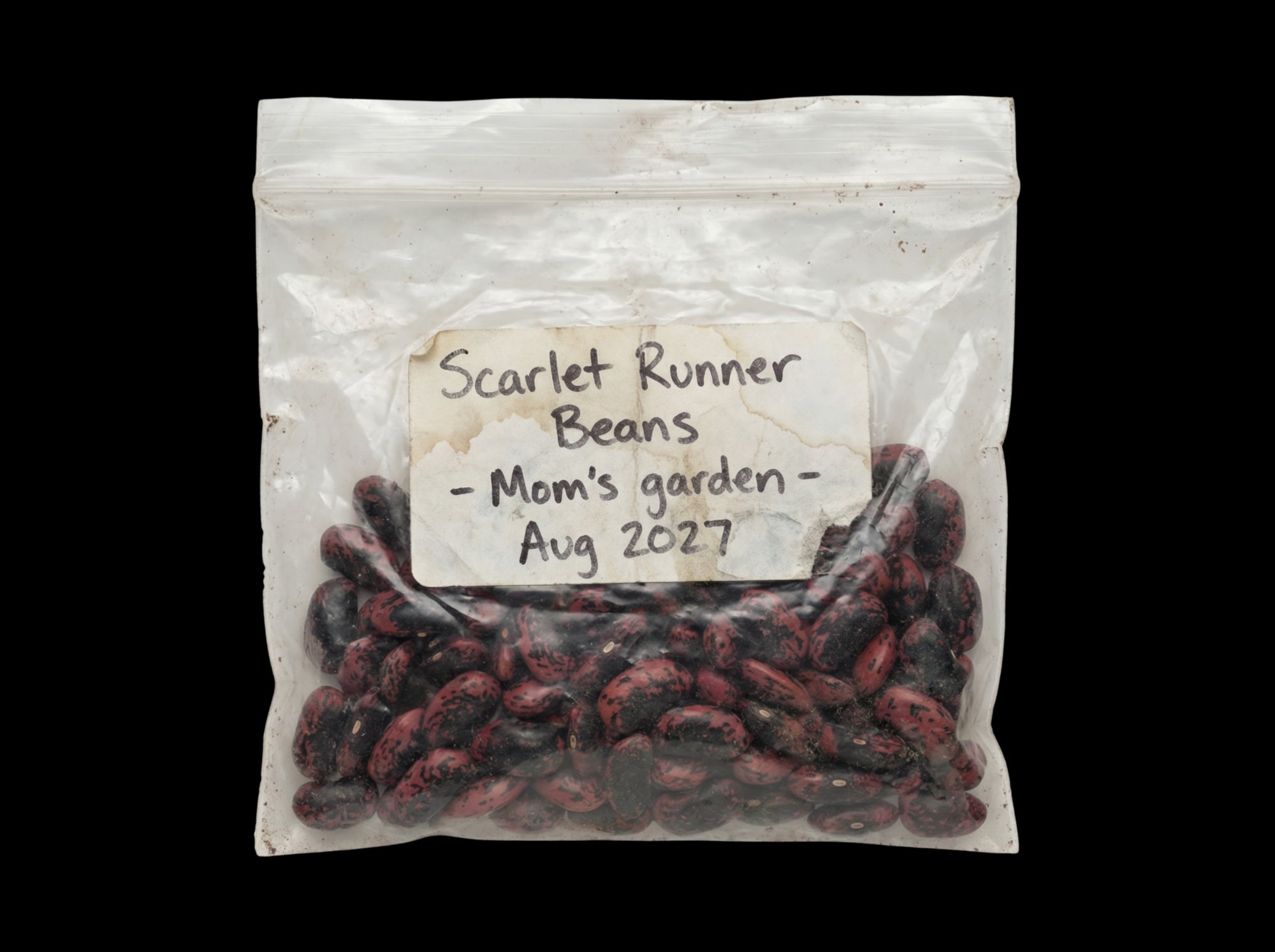 High resolution scan of ziplock bag with beans